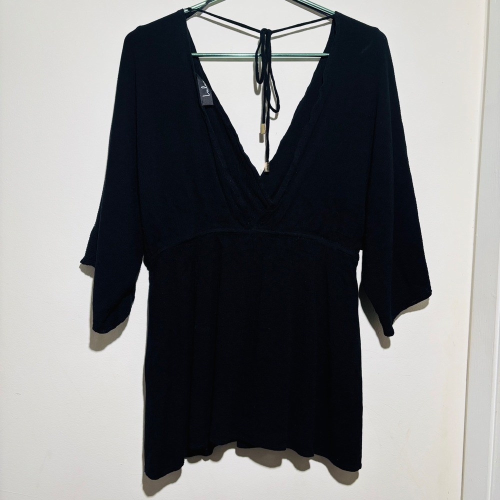 Lulus City Walk Black Short Tying Back Dress | Size Large - Picture 6 of 10